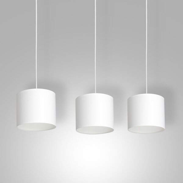 Suspension Blanc Tissu Métal E27 75 cm long anti-éblouissement
