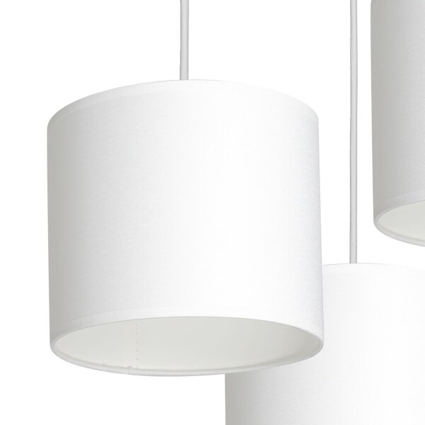 Suspension Blanc Tissu Métal E27 L:45 cm faible éblouissement