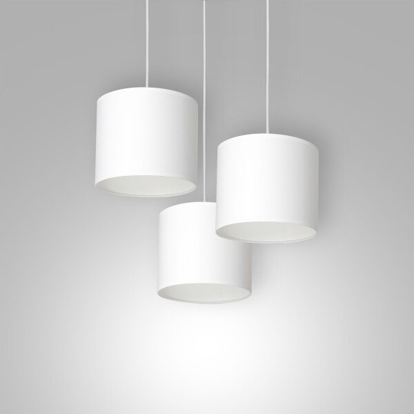 Suspension Blanc Tissu Métal E27 L:45 cm faible éblouissement
