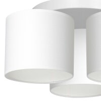 Plafonnier Blanc Tissu Métal E27 rond Ø45...