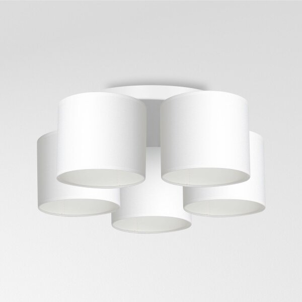 Plafonnier Blanc Tissu Métal E27 Ø58 cm faible éblouissement