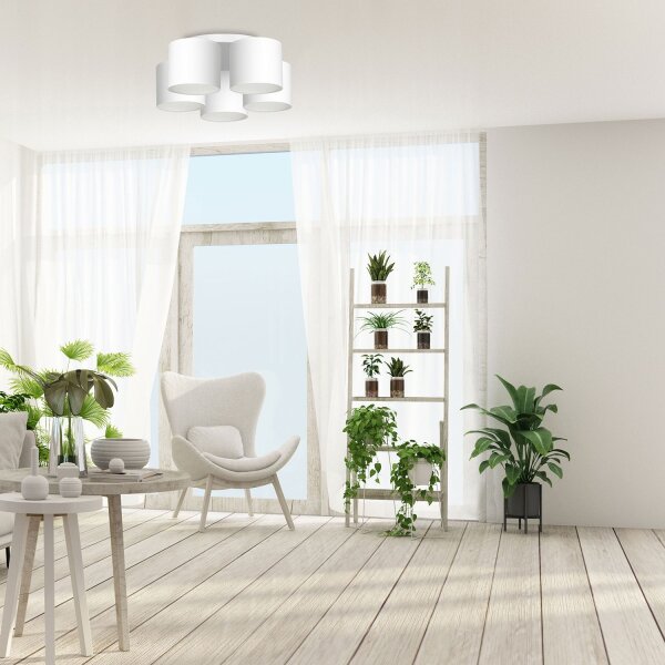 Plafonnier Blanc Tissu Métal E27 Ø58 cm faible éblouissement
