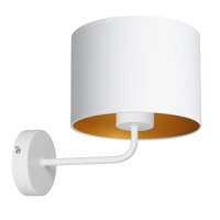 Applique Blanc Or Tissu M&eacute;tal E27 H:24 cm faible...