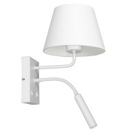 Applique Blanc Tissu Bras de lecture E27 G9 H:38 cm conique