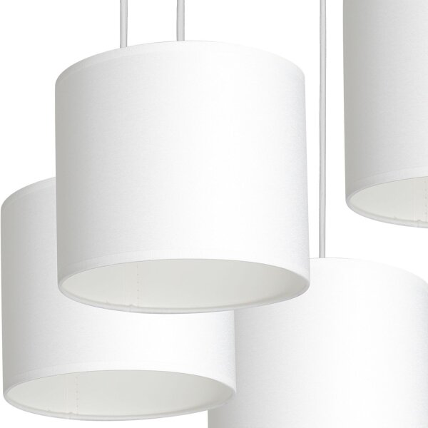 Lampe à suspendre Blanc Tissu Métal L:58 cm 5-flmg faible éblouissement