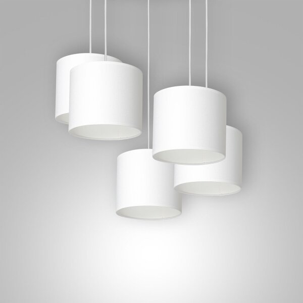 Lampe à suspendre Blanc Tissu Métal L:58 cm 5-flmg faible éblouissement