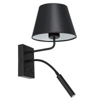 Applique murale noir blanc tissu bras de lecture E27 G9...