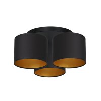 Plafonnier Tissu M&eacute;tal Noir Or &Oslash;45 cm...