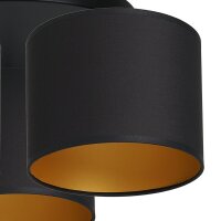 Plafonnier Tissu Métal Noir Or Ø45 cm...