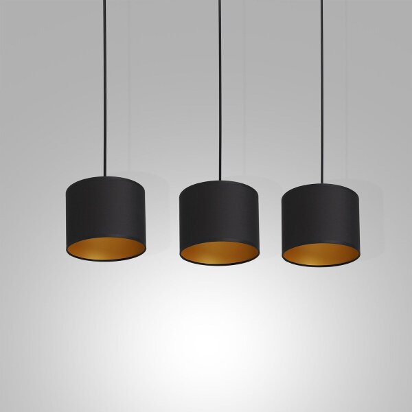 Lampe à suspendre Noir Or Tissu Métal L:75 cm éblouissant