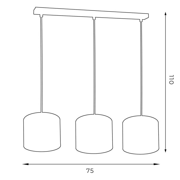 Lampe à suspendre Noir Or Tissu Métal L:75 cm éblouissant