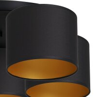 Plafonnier Tissu Métal Noir Or E27 rond Ø58 cm