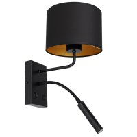 Applique murale noir or tissu bras de lecture E27 G9...