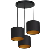 Lampe &agrave; suspendre Noir Or Tissu M&eacute;tal...