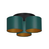 Plafonnier Tissu M&eacute;tal P&eacute;trole Or...
