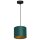 Lampe &agrave; suspendre tissu m&eacute;tal p&eacute;trole or L:18 cm confortable