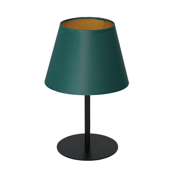 Lampe de chevet tissu métal 34 cm pétrole or conique