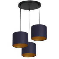 Suspension Bleu Or Tissu M&eacute;tal 3 flammes faible...