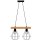 Industrial Lampe &agrave; suspendre M&eacute;tal Bois Noir Naturel E27