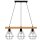 Industrial Lampe &agrave; suspendre M&eacute;tal Bois Noir Naturel 3-flmg