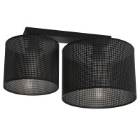 Plafonnier m&eacute;tal E27 noir L:44 cm 2 flammes