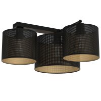 Plafonnier m&eacute;tal E27 noir or 3 flammes L:43 cm