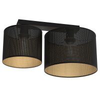 Plafonnier m&eacute;tal E27 noir or L:44 cm 2 flammes