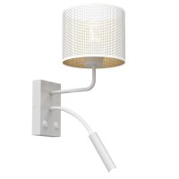 Applique murale m&eacute;tal blanc or E27 G9 bras de...