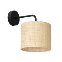 Applique murale rotin m&eacute;tal noir P:26 cm Bras...