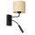 Applique murale rotin m&eacute;tal noir E27 G9 bras de lecture interrupteur