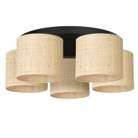 Plafonnier rotin métal Ø58 cm Loft noir...