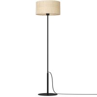 Petit lampadaire noir naturel 150 cm rotin m&eacute;tal