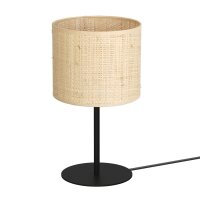 Lampe de table ronde m&eacute;tal rotin E27 34 cm noir...