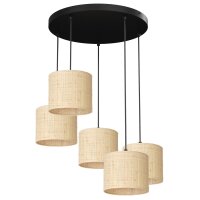 Loft Lampe suspendue rotin m&eacute;tal rond &Oslash;58...