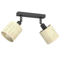 Spot de plafond rotin métal L:25 cm E14...