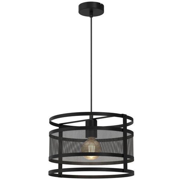 Lampe à suspendre ronde en métal noir Ø30 cm Loft stylé