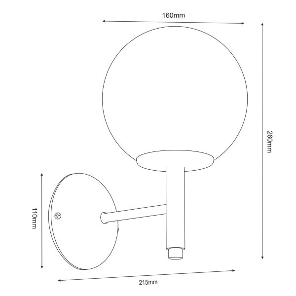 Applique verre métal noir or E27 boule anti-éblouissement