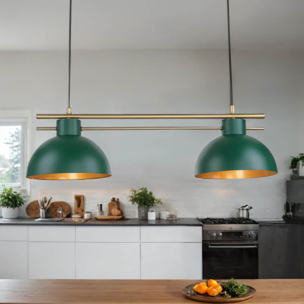Elégante lampe suspendue vert foncé or E27 85,5 cm