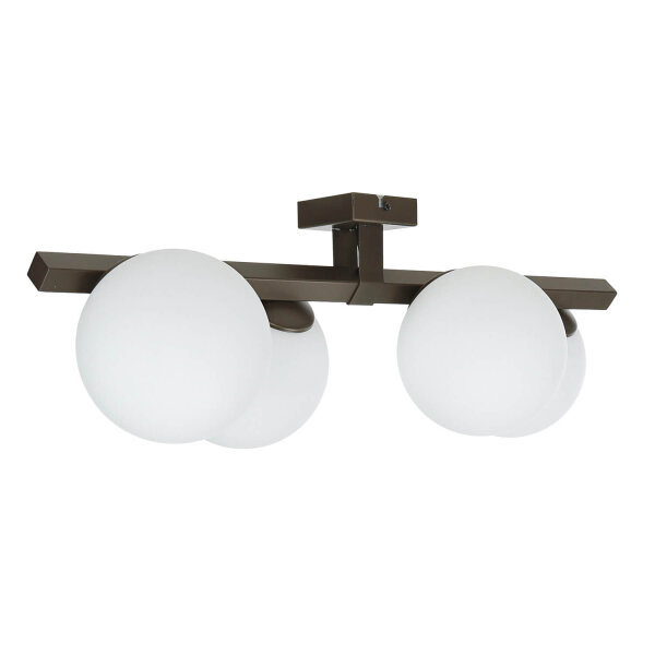 Plafonnier verre satiné L:70 cm en titane or