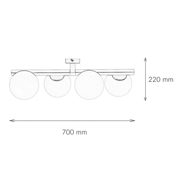 Plafonnier verre satiné L:70 cm en titane or