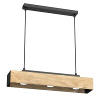 Lampe à suspendre bois métal noir L:57 cm...