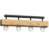Plafonnier bois métal L:76 cm Noir Naturel...