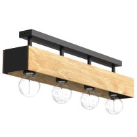 Plafonnier bois métal L:76 cm Noir Naturel...