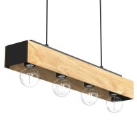 Suspension bois métal 4-flmg 76 cm en noir naturel