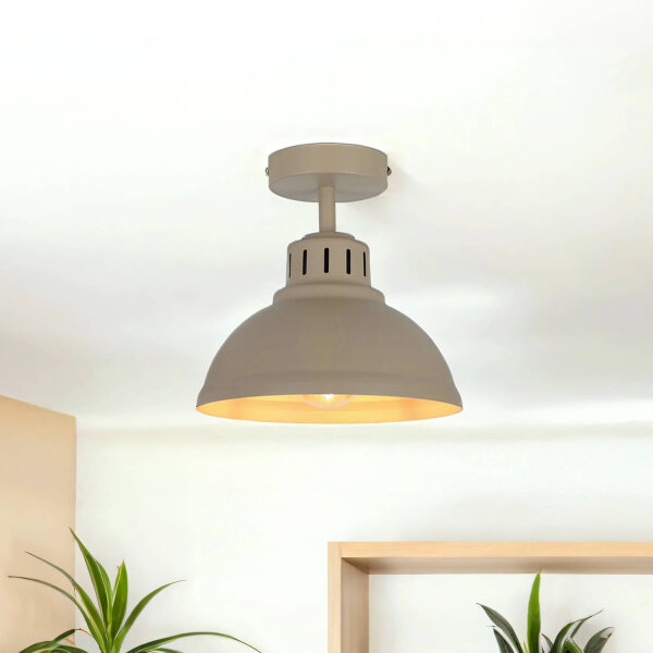 Loft Plafonnier Métal Beige H:23 cm E27 décoratif
