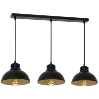 Loft Lampe à suspendre Noir Or Métal 3-flmg...