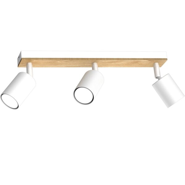 Spot de plafond flexible bois métal blanc naturel 3-flmg GU10