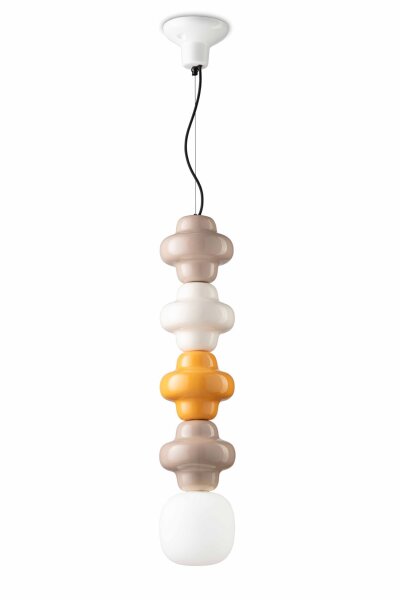 Suspension Céramique Verre Coloré Blanc E14 Rétro ROBERTO
