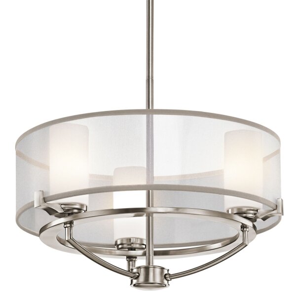 Plafonnier HIRA Blanc Métal Organza Ø46cm Lampe