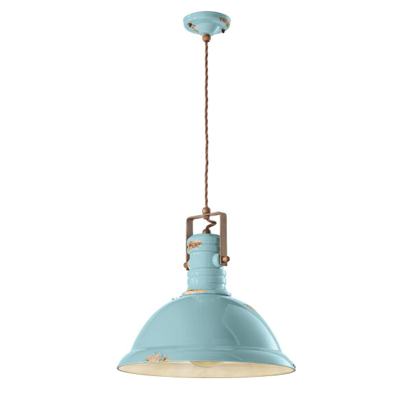 Lampe à suspendre céramique métal E27 D : 40 cm rond
